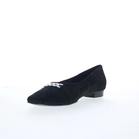 Trotters Harmony T2250-003 Womens Black Nubuck Slip On Ballet Flats Shoes