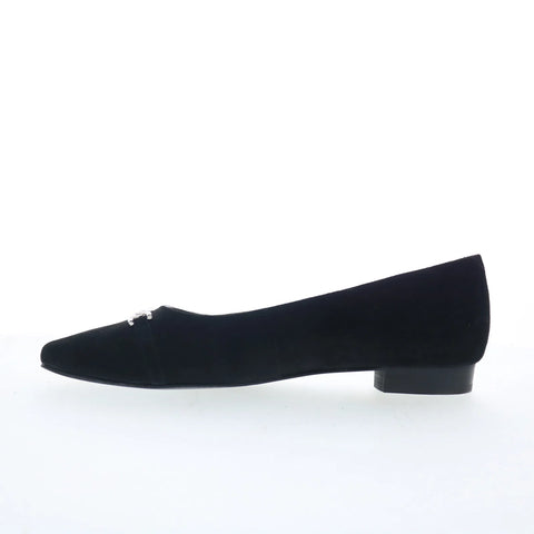 Trotters Harmony T2250-003 Womens Black Nubuck Slip On Ballet Flats Shoes