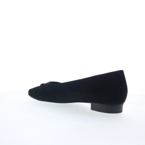 Trotters Harmony T2250-003 Womens Black Nubuck Slip On Ballet Flats Shoes