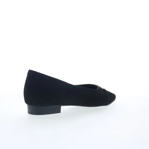 Trotters Harmony T2250-003 Womens Black Nubuck Slip On Ballet Flats Shoes