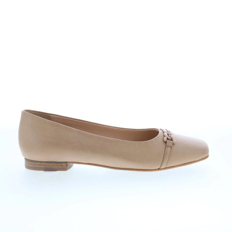Trotters Harmony T2250-130 Womens Beige Leather Slip On Ballet Flats Shoes