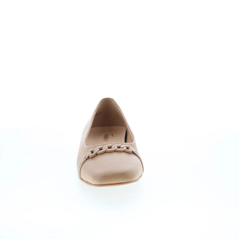 Trotters Harmony T2250-130 Womens Beige Leather Slip On Ballet Flats Shoes