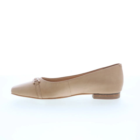 Trotters Harmony T2250-130 Womens Beige Leather Slip On Ballet Flats Shoes