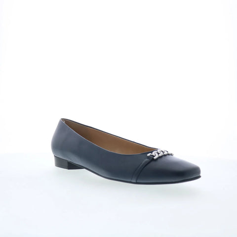 Trotters Harmony T2250-400 Womens Blue Leather Slip On Ballet Flats Shoes