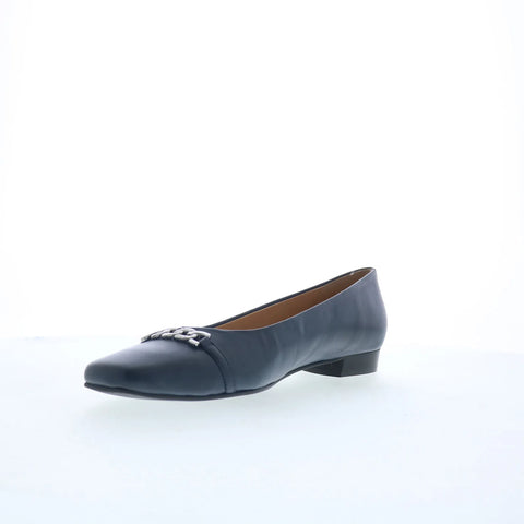 Trotters Harmony T2250-400 Womens Blue Leather Slip On Ballet Flats Shoes