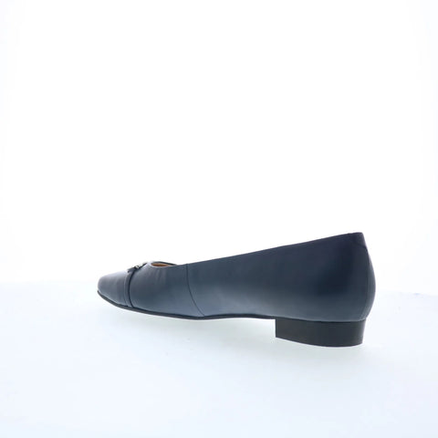 Trotters Harmony T2250-400 Womens Blue Leather Slip On Ballet Flats Shoes
