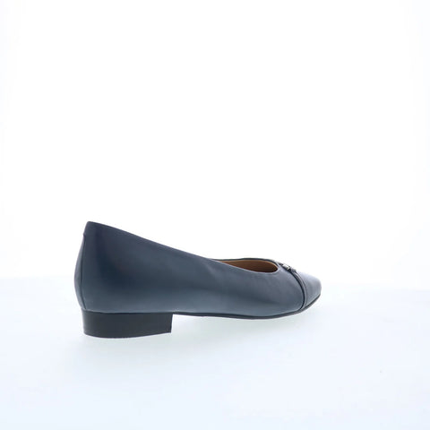 Trotters Harmony T2250-400 Womens Blue Leather Slip On Ballet Flats Shoes