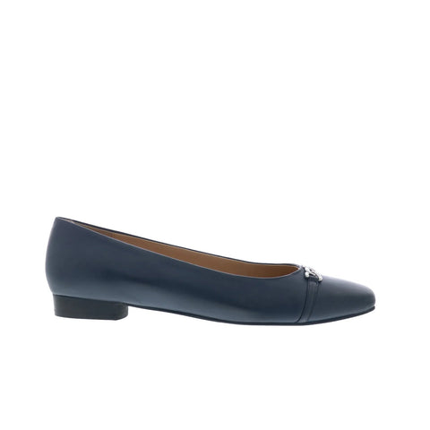 Trotters Harmony T2250-400 Womens Blue Leather Slip On Ballet Flats Shoes