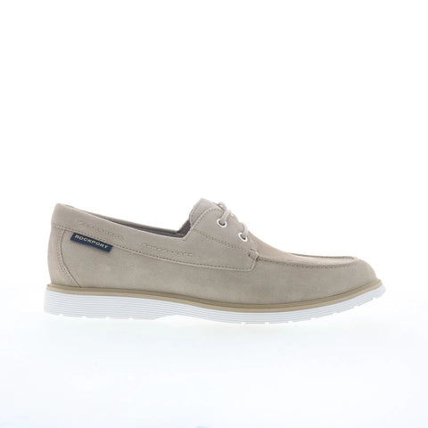 Rockport Hartley RMHARTLEY Mens Gray Wide Suede Loafers & Slip Ons Boat Shoes