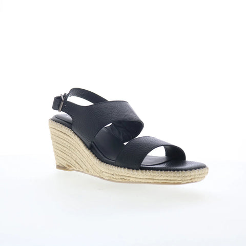 Softwalk Hartley S2309-001 Womens Black Leather Wedges Sandals Shoes