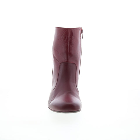 Miz Mooz Harvee Womens Burgundy Leather Zipper Ankle & Booties Boots