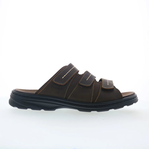 Propet Hatcher MSO031L Mens Brown Extra Wide 3E Slides Sandals Shoes