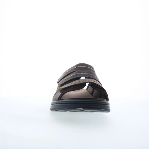 Propet Hatcher MSO031L Mens Brown Extra Wide 3E Slides Sandals Shoes