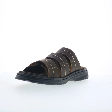 Propet Hatcher MSO031L Mens Brown Extra Wide 3E Slides Sandals Shoes