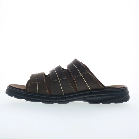 Propet Hatcher MSO031L Mens Brown Extra Wide 3E Slides Sandals Shoes