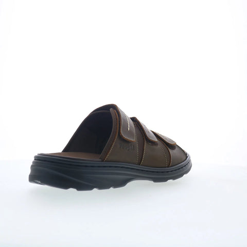 Propet Hatcher MSO031L Mens Brown Extra Wide 3E Slides Sandals Shoes