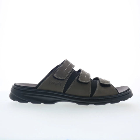Propet Hatcher MSO031L Mens Gray Extra Wide 3E Nubuck Slides Sandals Shoes