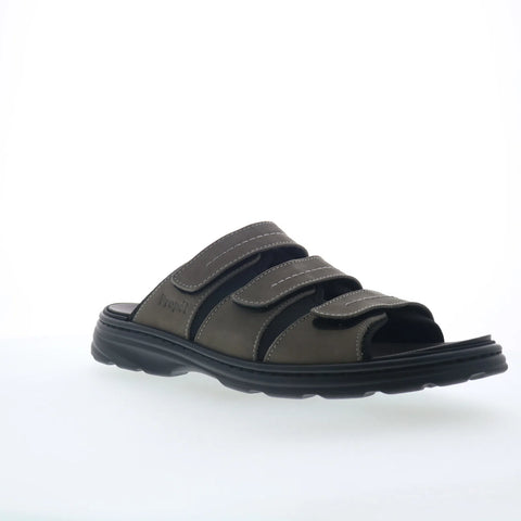 Propet Hatcher MSO031L Mens Gray Extra Wide 3E Nubuck Slides Sandals Shoes