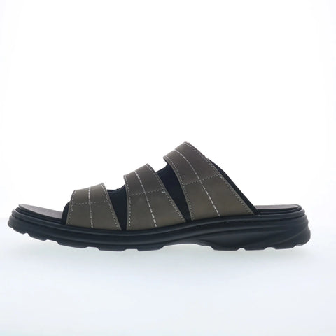 Propet Hatcher MSO031L Mens Gray Extra Wide 3E Nubuck Slides Sandals Shoes