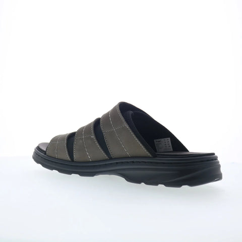 Propet Hatcher MSO031L Mens Gray Extra Wide 3E Nubuck Slides Sandals Shoes