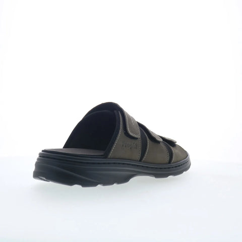 Propet Hatcher MSO031L Mens Gray Extra Wide 3E Nubuck Slides Sandals Shoes