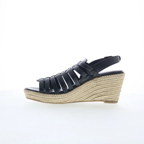 Softwalk Havana S2407-001 Womens Black Leather Strap Wedges Sandals Shoes
