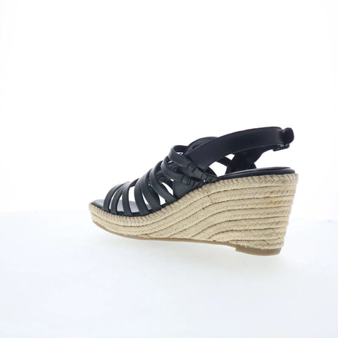 Softwalk Havana S2407-001 Womens Black Leather Strap Wedges Sandals Shoes