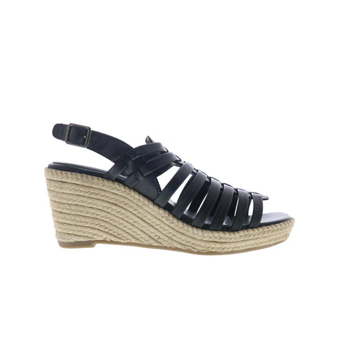Softwalk Havana S2407-001 Womens Black Leather Strap Wedges Sandals Shoes