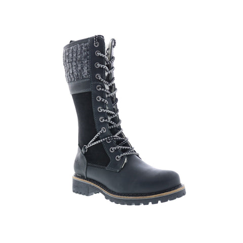 Bos. & Co. Haven Womens Black Leather Lace Up Casual Dress Boots