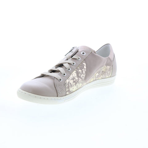 Mephisto Hawai Shiny Womens Beige Leather Strap Lifestyle Sneakers Shoes