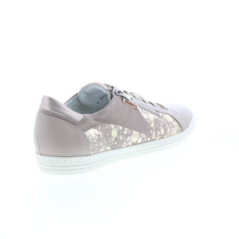 Mephisto Hawai Shiny Womens Beige Leather Strap Lifestyle Sneakers Shoes