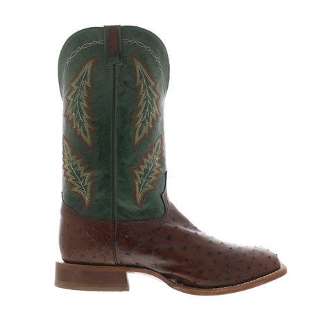 Tony Lama Hayden Full Quill Ostrich Made In USA Mens Brown Wide Western Boots