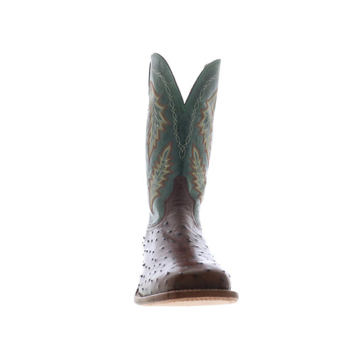 Tony Lama Hayden Full Quill Ostrich Made In USA Mens Brown Wide Western Boots
