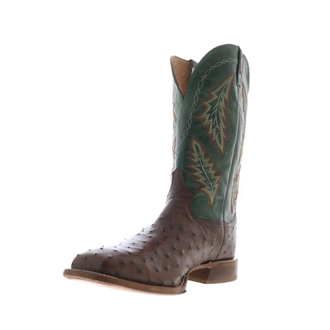 Tony Lama Hayden Full Quill Ostrich Made In USA Mens Brown Wide Western Boots