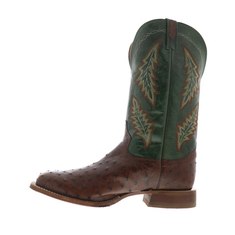 Tony Lama Hayden Full Quill Ostrich Made In USA Mens Brown Wide Western Boots