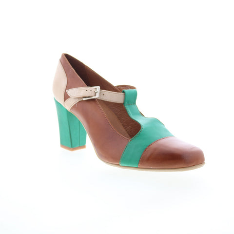 Miz Mooz Heartbreaker Womens Brown Leather Hook & Loop Pumps Heels Shoes