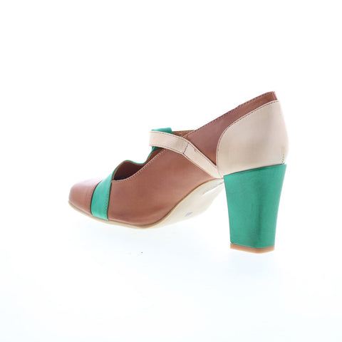 Miz Mooz Heartbreaker Womens Brown Leather Hook & Loop Pumps Heels Shoes