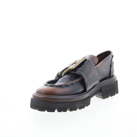 A.S. 98 Heddy Womens Brown Leather Slip On Loafers & Slip Ons Casual Shoes