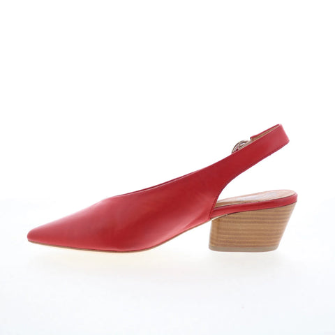 Miz Mooz Heidi Womens Red Leather Hook & Loop Slingback Heels Shoes