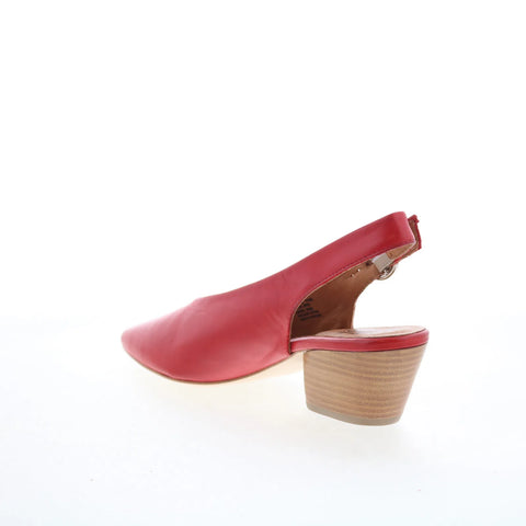 Miz Mooz Heidi Womens Red Leather Hook & Loop Slingback Heels Shoes