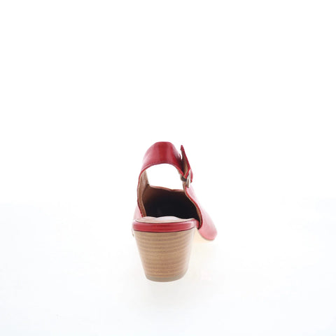 Miz Mooz Heidi Womens Red Leather Hook & Loop Slingback Heels Shoes