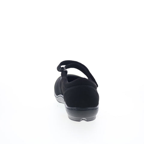 Aetrex Berries Helen Stretch MJ E390W Womens Black Wide Mary Jane Flats Shoes
