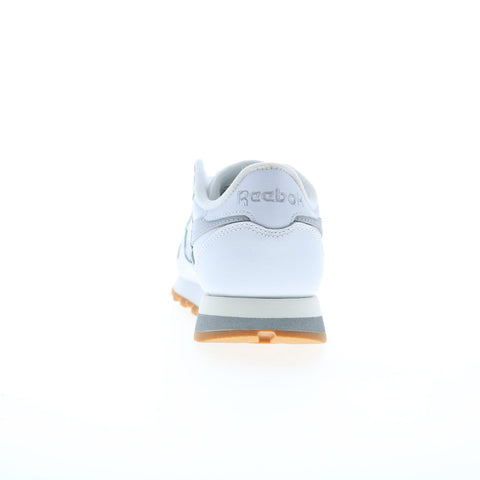 Reebok Classic Leather Womens White Leather Lace Up Lifestyle Sneakers Shoes