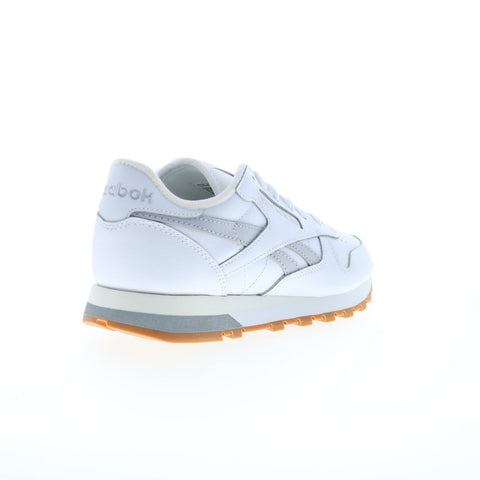 Reebok Classic Leather Womens White Leather Lace Up Lifestyle Sneakers Shoes