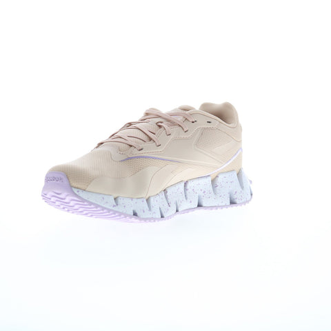Reebok Zig Dynamica 4 Womens Beige Canvas Lace Up Lifestyle Sneakers Shoes