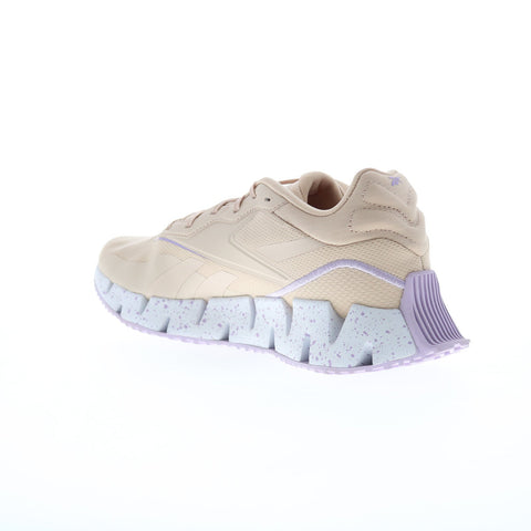Reebok Zig Dynamica 4 Womens Beige Canvas Lace Up Lifestyle Sneakers Shoes