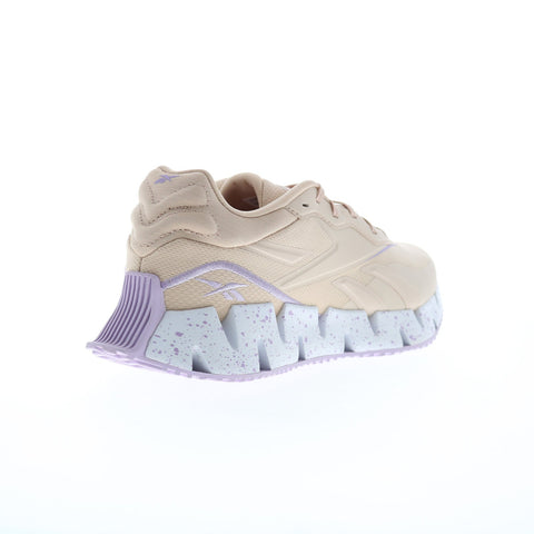 Reebok Zig Dynamica 4 Womens Beige Canvas Lace Up Lifestyle Sneakers Shoes