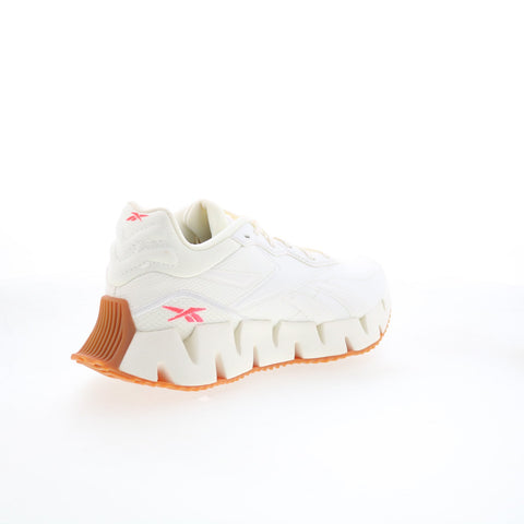 Reebok Zig Dynamica 4 Womens Beige Canvas Lace Up Lifestyle Sneakers Shoes