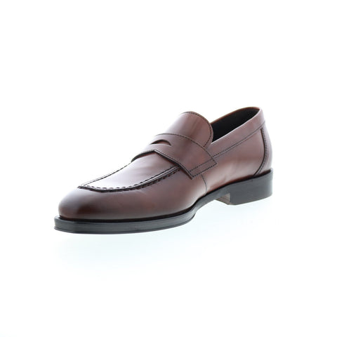Bruno Magli Hudson HUDSON2 Mens Brown Leather Loafers & Slip Ons Penny Shoes