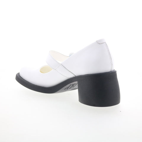 Fly London Huvi HUVI044FLY-004 Womens White Leather Mary Jane Flats Shoes